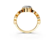 Milgrain Bezel Engagement Ring Setting for Heart-Shaped Center with Marquise Stations and Bezel Head in Yellow Gold