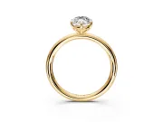 Low-Set Solitaire Engagement Ring Setting for Oval Center with Thin Plain Band and Prong Head in Yellow Gold