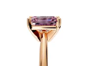 Solitaire Engagement Ring Setting for Fancy Pink Emerald Cut Center with Knife Ridge Band and Claw Prong Head in Rose Gold