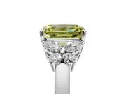 Solitaire Engagement Ring Setting for Fancy Yellow Emerald Cut Center with Marquise Flower Shoulders and Prong Head in Platinum