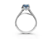 Solitaire Engagement Ring Setting for Fancy Blue Emerald Cut Center with Accented Split Shank and Prong Head in Platinum