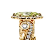 Milgrain Halo Engagement Ring Setting for Fancy Yellow Marquise Center with Shoulder Bezels and Prong Head in Yellow Gold