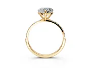 Solitaire Engagement Ring Setting for Heart-Shaped Center with Pave Accents and Prong Head in Yellow Gold