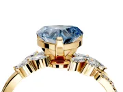 Solitaire Engagement Ring Setting for Fancy Blue Heart-Shaped Center with Marquise Accent Twist Band and Prong Head in Yellow Gold