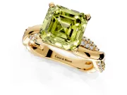 Solitaire Engagement Ring Setting for Fancy Yellow Asscher Cut Center with Pave and Plain Crossover and Basket Head in Yellow Gold