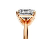 Solitaire Engagement Ring Setting for Asscher Cut Center with Knife Ridge Band and Claw Prong Head in Rose Gold