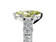 Solitaire Engagement Ring Setting for Fancy Yellow Marquise Center with Pave Cathedral Shoulders and Prong Head in Sterling Silver