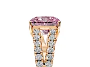 Solitaire Engagement Ring Setting for Fancy Pink Radiant Cut Center with Pave Split Shank and Prong Head in Rose Gold