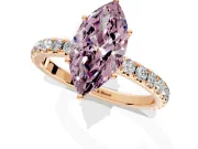 Solitaire Engagement Ring Setting for Fancy Pink Marquise Center with Large Accent Band and Prong Head in Rose Gold