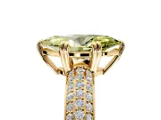 Solitaire Engagement Ring Setting for Fancy Yellow Marquise Center with Multi-Row Pave Accents and Basket Head in Yellow Gold