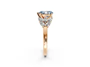 Leaf Cluster Engagement Ring Setting for Fancy Blue Pear-Shaped Center with Marquise Accents and Prong Head in Rose Gold