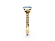 Solitaire Engagement Ring Setting for Fancy Blue Radiant Cut Center with Large Accents and Prong Head in Yellow Gold
