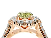 Large Accent Halo Engagement Ring Setting for Fancy Yellow Oval Center with Pave Split Shank and Prong Head in Rose Gold
