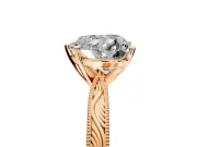 Solitaire Engagement Ring Setting for Heart-Shaped Center with Engraved Milgrain Band and Prong Head in Rose Gold