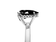 Solitaire Engagement Ring Setting for Fancy Black Pear-Shaped Center with Fine Wire Band and Prong Head in White Gold