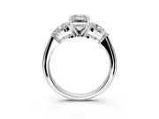 3 Stone Engagement Ring Setting for Emerald Cut Center with Large Pear-Shaped Accents and Prong Head in Platinum