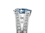 Split Shank Engagement Ring Setting for Fancy Blue Pear-Shaped Center with Pave Split Shank and Prong Head in Sterling Silver