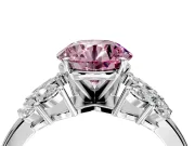 Leaf Cluster Engagement Ring Setting for Fancy Pink Round Cut Center with Marquise Accents and Prong Head in Platinum