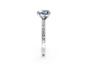 Solitaire Engagement Ring Setting for Fancy Blue Heart-Shaped Center with Fine Pave Narrow Band and Prong Head in Platinum