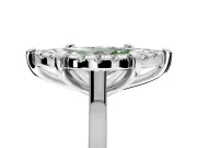 Single Halo Engagement Ring Setting for Fancy Green Marquise Center with Corner Claws, Plain Band and Prong Head in Sterling Silver