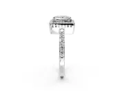 Halo Engagement Ring Setting for Princess Cut Center with Inner Milgrain Border and Prong Head in Platinum