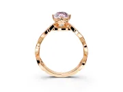 Solitaire Engagement Ring Setting for Fancy Pink Marquise Center with Accented Twist Band and Leaf Prong Head in Rose Gold