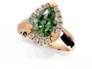 Halo Engagement Ring Setting for Fancy Green Pear-Shaped Center with Square Band and Prong Head in Rose Gold