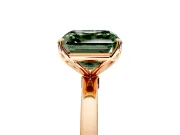 Solitaire Engagement Ring Setting for Fancy Green Asscher Cut Center with Thin Rounded Plain Band and Prong Head in Rose Gold