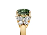 Solitaire Engagement Ring Setting for Fancy Green Cushion Cut Center with Marquise Flower Shoulders and Prong Head in Yellow Gold