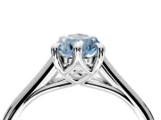 Solitaire Engagement Ring Setting for Fancy Blue Pear-Shaped Center with Cathedral Band and Prong Head in Platinum