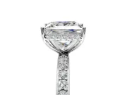 Hidden Halo Engagement Ring Setting for Princess Cut Center with Pave Band and Prong Head in Sterling Silver