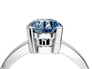 Solitaire Engagement Ring Setting for Fancy Blue Round Cut Center with Plain Band and Flat Tab Prong Head in White Gold