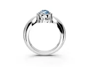 Halo Engagement Ring Setting for Fancy Blue Pear-Shaped Center with Tapered Plain Band and Prong Head in Sterling Silver