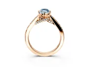 Solitaire Engagement Ring Setting for Fancy Blue Marquise Center with Crossover Accents and Prong Head in Rose Gold