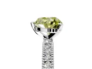 Solitaire Engagement Ring Setting for Fancy Yellow Heart-Shaped Center with Milgrain-Edged Pave Band and Prong Head in Sterling Silver