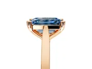 Solitaire Engagement Ring Setting for Fancy Blue Emerald Cut Center with Tapered Shoulders and Prong Head in Rose Gold