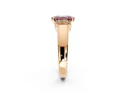 Solitaire Engagement Ring Setting for Fancy Pink Emerald Cut Center with Wide Band, Pave Collar and Prong Head in Rose Gold