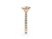 Solitaire Engagement Ring Setting for Oval Center with Large Accent Band and Prong Head in Rose Gold