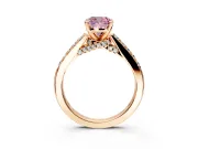 Solitaire Engagement Ring Setting for Fancy Pink Cushion Cut Center with Crossover Accents and Prong Head in Rose Gold