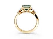 Floral Engagement Ring Setting for Fancy Green Asscher Cut Center with Marquise Cluster Shoulders and Prong Head in Yellow Gold