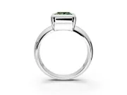 Solitaire Engagement Ring Setting for Fancy Green Princess Cut Center with Wide Band and Bezel Head in White Gold