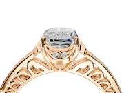 Floral Engagement Ring Setting for Radiant Cut Center with Four Accent Clusters and Prong Head in Rose Gold