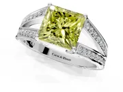 Split Shank Engagement Ring Setting for Fancy Yellow Princess Cut Center with Pave Split Shank and Prong Head in White Gold