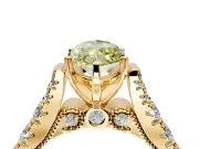 Solitaire Engagement Ring Setting for Fancy Yellow Marquise Center with Pave Cathedral Shoulders and Prong Head in Yellow Gold