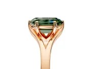 Solitaire Engagement Ring Setting for Fancy Green Emerald Cut Center with Plain Split Shank and Prong Head in Rose Gold