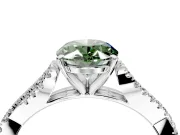 Solitaire Engagement Ring Setting for Fancy Green Oval Center with Twisted Pave Split Shank and Prong Head in Platinum