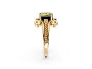 Solitaire Engagement Ring Setting for Fancy Yellow Princess Cut Center with Twisted Band and Scroll Prong Head in Yellow Gold