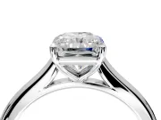 Solitaire Engagement Ring Setting for Radiant Cut Center with Narrow Cathedral Band and Prong Head in Sterling Silver
