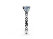 Solitaire Engagement Ring Setting for Fancy Blue Princess Cut Center with Milgrain X Pattern Band and Prong Head in Platinum