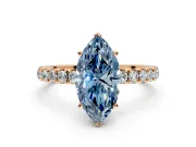 Open Basket Engagement Ring Setting for Fancy Blue Marquise Center with Pave Band and Prong Head in Rose Gold